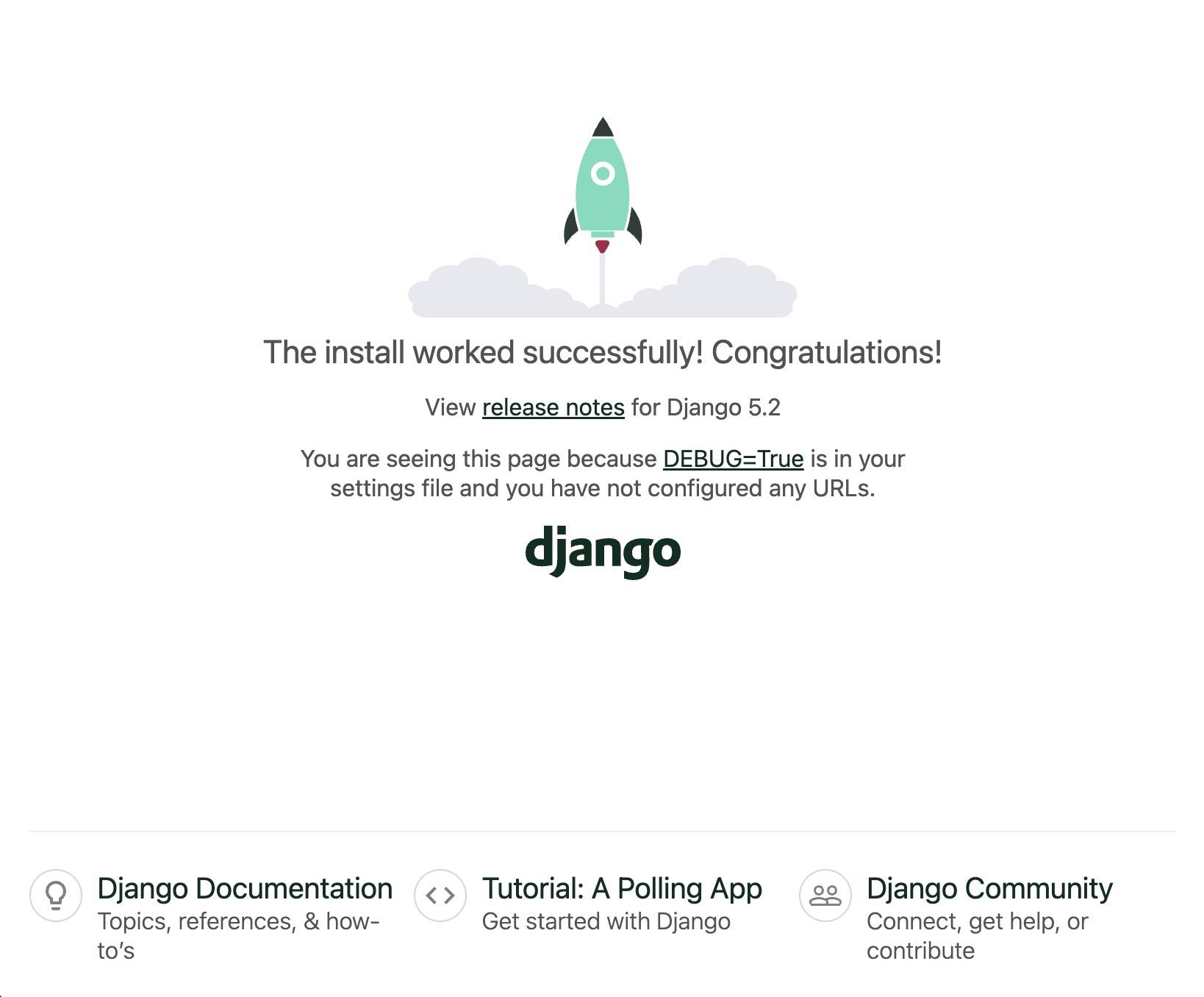 View your Django site’s test page.