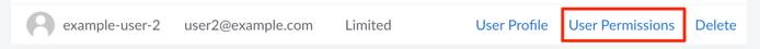 Screenshot of the link to edit a user’s permissions.